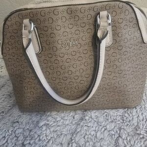 GUESS Brown and Cream Logo Satchel